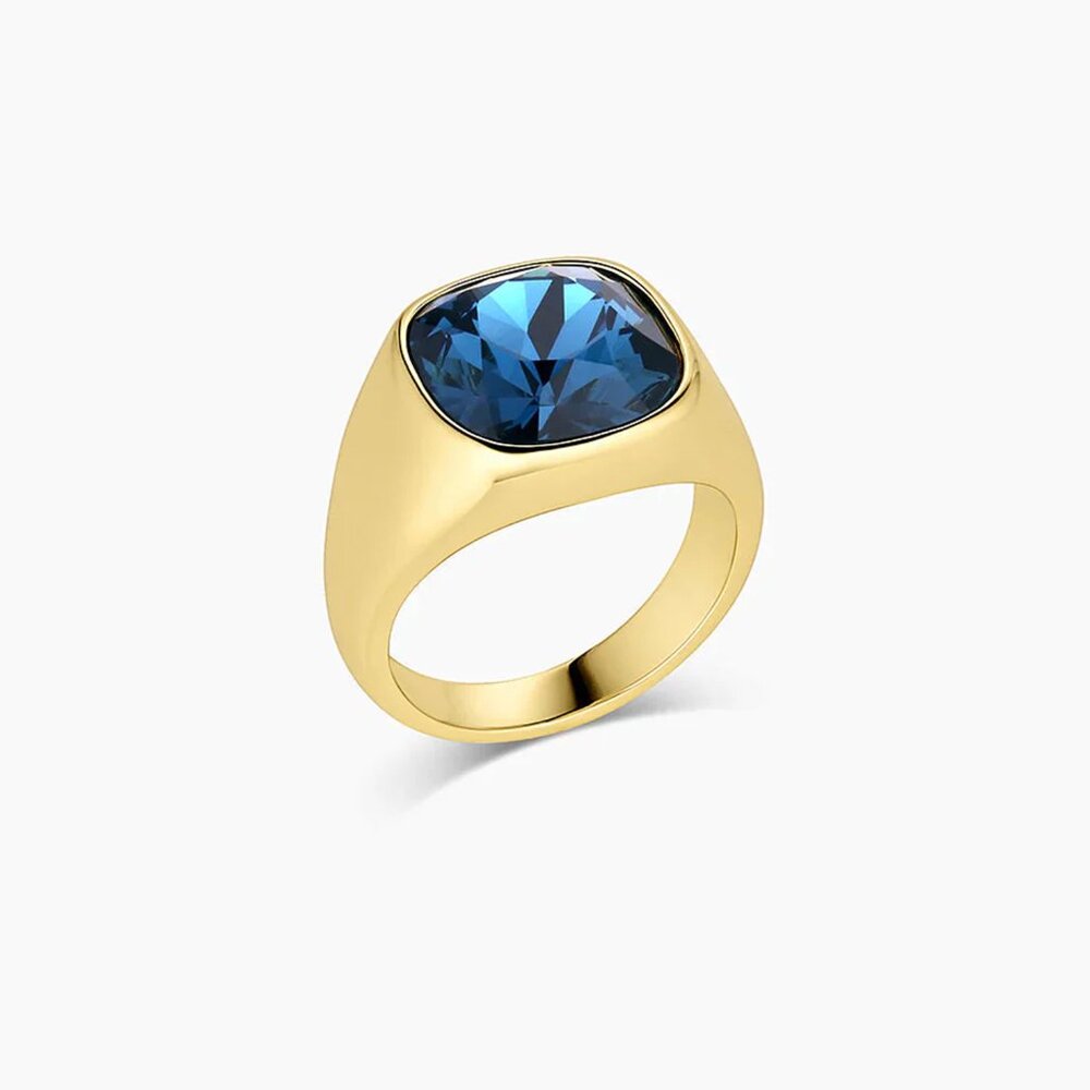 Gorjana Montana Nova Cocktail Ring in 18K Gold Plate/Montana Blue Crystal size 7